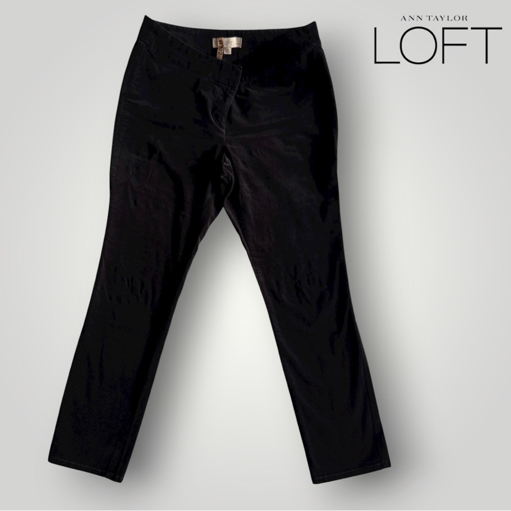🛍️SALE🛍️ LOFT Elegant Black Velvet Straight Leg Trousers - Picture 4 of 8